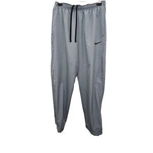 Nike Gray Dri-Fit Men's Elastic Waistband Track Pants Drawcord Ankle Size L